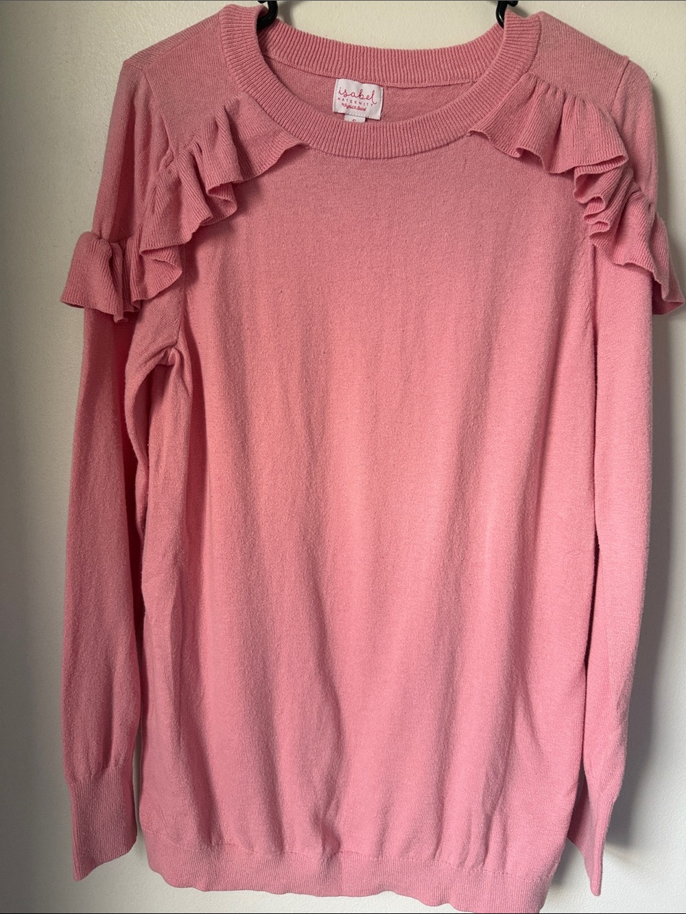 Isabel Maternity by Ingrid & Isabel Pink Ruffle-Trim Maternity Sweater